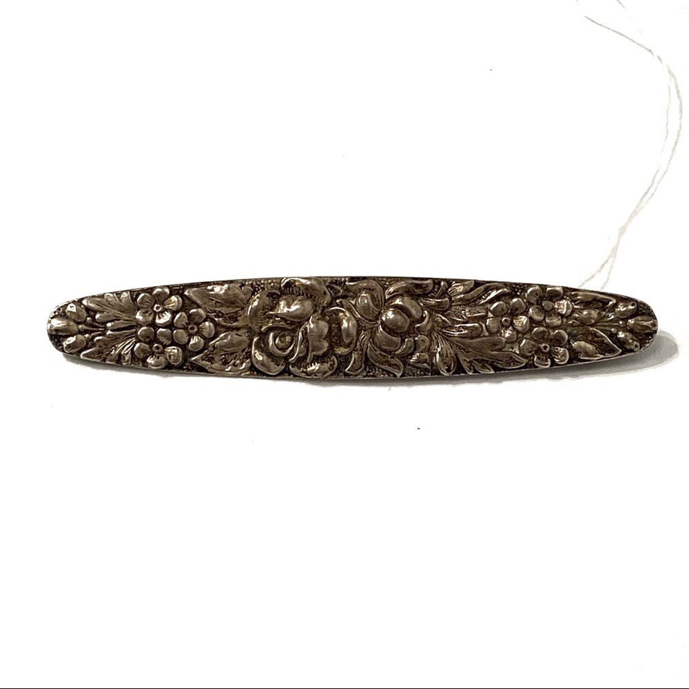 VINTAGE STERLING SILVER STIEFF FLORAL BAR PIN